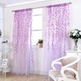 thumbnail image 4 of 2 Pieces Leaf Window Curtain Voile Tulle Room Leaf Sheer Vine Curtain Voile Panel Drapes Curtain White Sheer Green Leaf Curtain for Living Room, Bedroom, Balcony 100*270CM Purple, 4 of 9