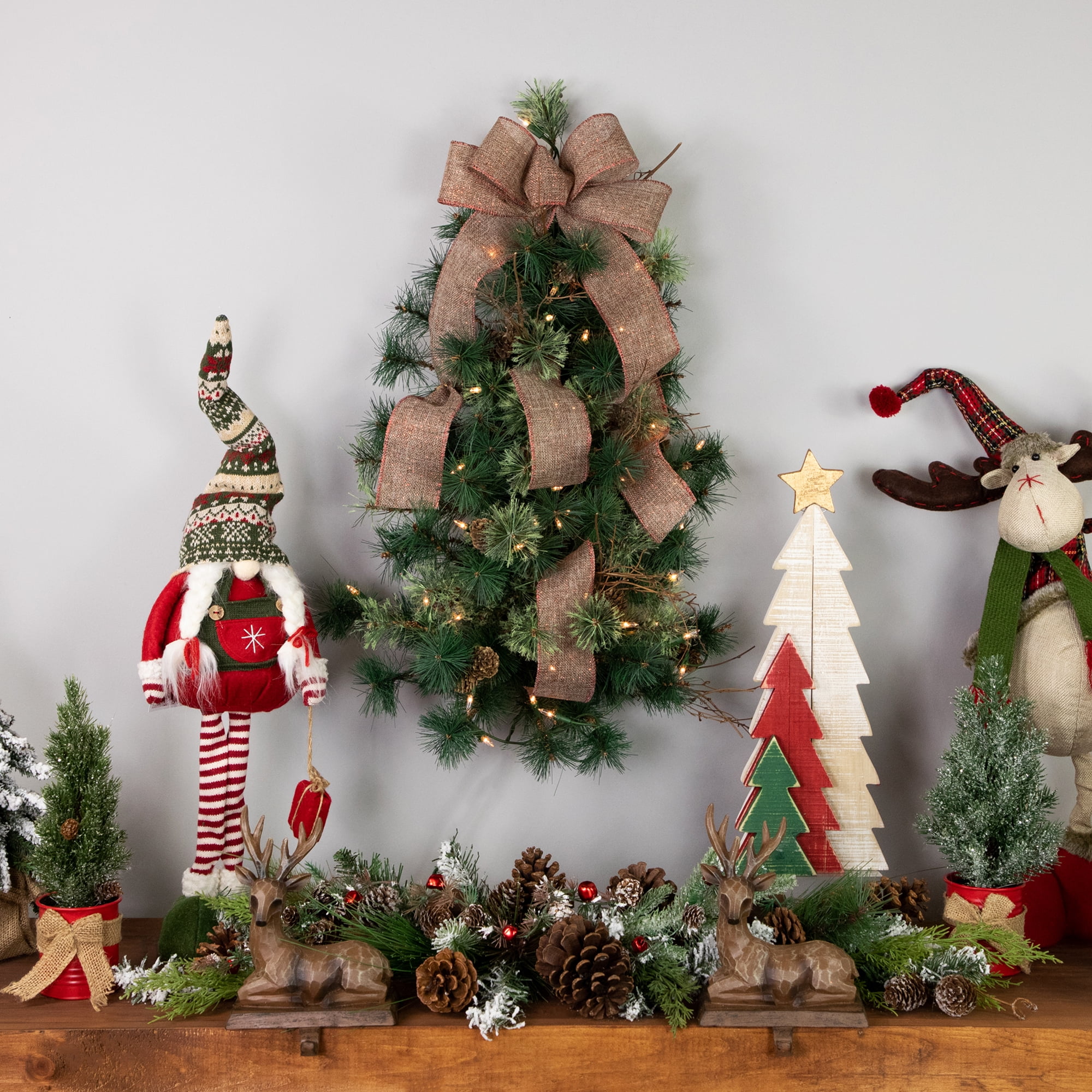2' x 18" Pre-Lit Country Mixed Pine Artificial Christmas Wall or Door Tree - Clear Lights