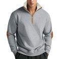 thumbnail image 4 of Sweatshirts for Men 2025 Fall Winter Long Sleeve Color Block Half Zipper Collared Sweatshirt Pullover Tops, 4 of 8