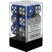 Chessex DND Dice Set D&D Dice-16mm Gemini Blue, Steel, and White Plastic Polyhedral Dice Set-Dungeons and Dragons Dice Includes 12 Dice – D6,CHX26623