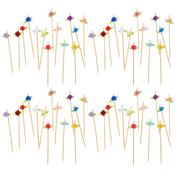 Soimiss Toothpick Bow Assorted Color Cloth 100Pcs