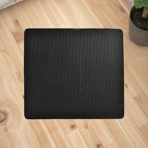 Alfombrilla para arena para gatos, para atrapar arena para gatos, alfombrilla para gatos, suministros para limpieza de mascotas (negro)
