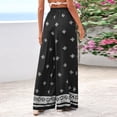 thumbnail image 5 of Women Plus Size Pants Wide Leg Palazzo 2026 Summer Boho Trousers Spring Flowy Beach Vacation Wear, #02 Black, M, 5 of 6