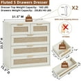 thumbnail image 2 of 2 Pcs Leyaoyao 5 Drawer Dressers for Bedroom, Boho Adult Wood Chest of Drawers Storage Cabinet for Living Room, Hallway, Tea Brown, 2 of 8