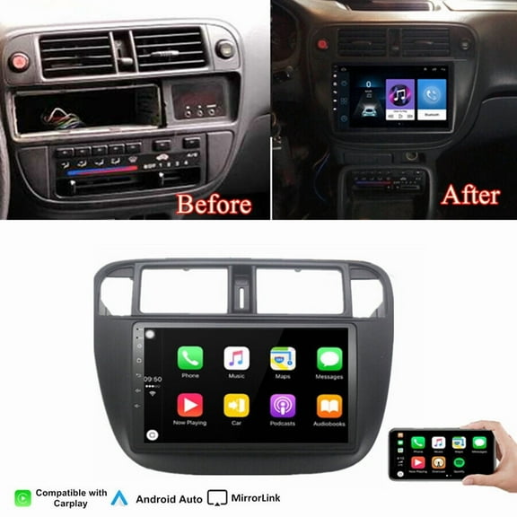 Molaner Touchscreen Android 13 Car Stereo for Honda Civic 1995-2000 with Wireless CarPlay & Android Auto Car Radio, Support GPS, WiFi, Bluetooth, FM Radio, SWC, Dual USB, 2 32GB