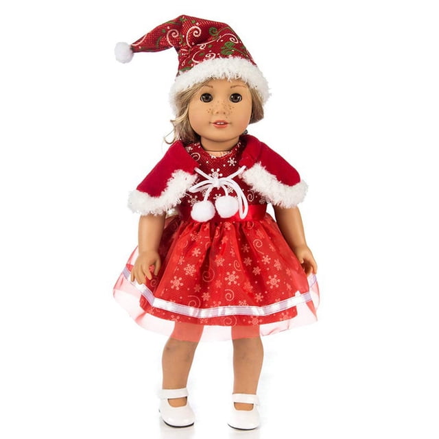 Set de atuendo rojo navideño TianBo de 18 pulgadas para muñecas