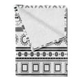 thumbnail image 2 of Prehistoric Soft Flannel Fleece Throw Blanket, Borders Traditional Sun Triangles Squares Print, Cozy Plush for Indoor and Outdoor Use, 60" x 80", Black White, by Ambesonne, 2 of 5