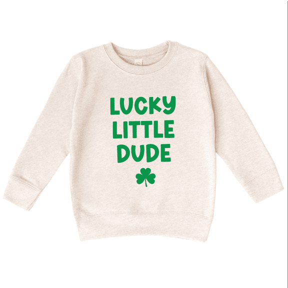 Bump and Beyond Designs Lucky Little Dude, Toddler St. Patrick's Day Sweatshirt (Natural 2T)