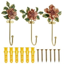 FUYGRCJ 3PCS Vintage Flower Shaped Decorative Wall Hooks, Zinc Alloy Heavy Duty Wall Hooks with Screws for Hanging Clothes Coats Towels Keys Hats