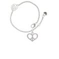 thumbnail image 2 of Delight Jewelry Silvertone Heart Peace Sign Silver-tone Rose Link Chain Bracelet, 6.25"+1.75" Extender, 2 of 4