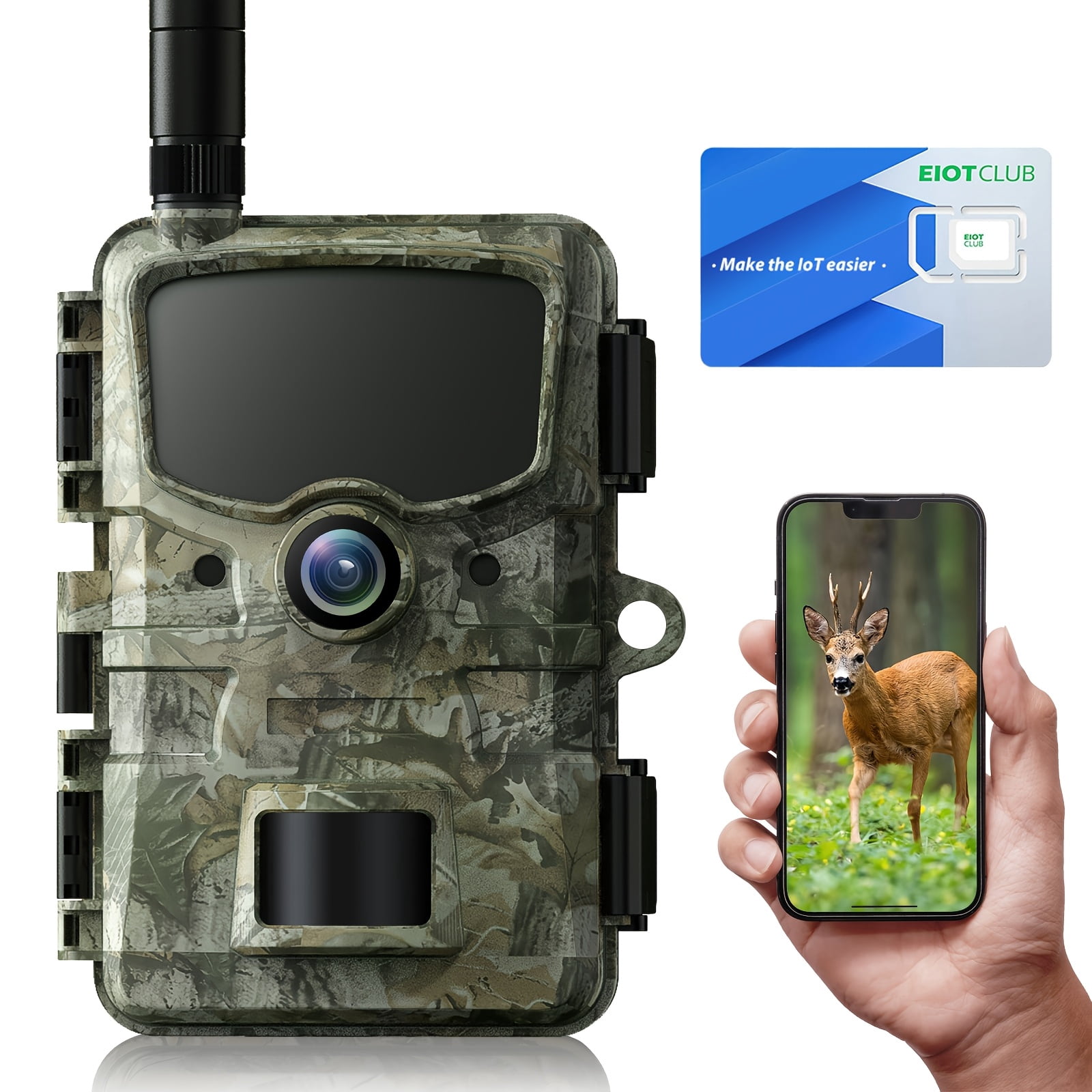 TC20 Cellular Trail Camera, 24MP 1080P Game Camera Built-In 4G LTE SIM Card, Night Vision Hunting Cam, Without Battery