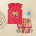 thumbnail image 6 of Baby Outfits Short Sleeved Knitted Cartoon Owl Pattern Embroidery Tops Shorts Girls Clothes Hot Pink, 6 of 7