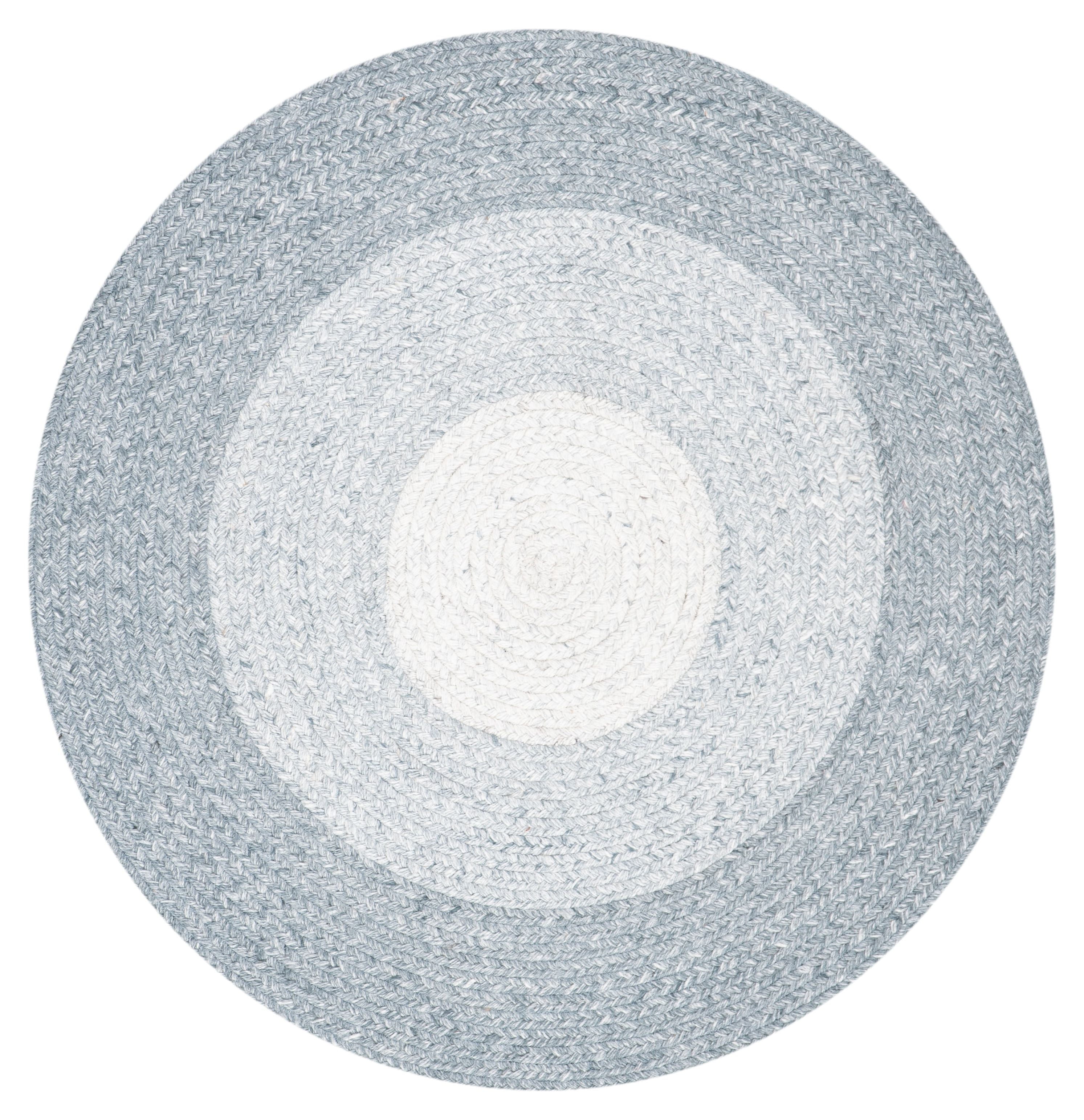 SAFAVIEH Braided Osmond Geometric Polyester Reversible Area Rug, Gray/Ivory, 4' x 4' Round