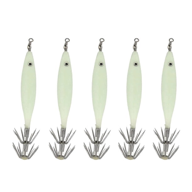 5Pcs 8cm Fishing Lure with Hook Cuttlefish Jig Wood Shrimp Bait for Outdoor Saltwater Freshwater