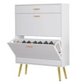 thumbnail image 3 of Ktaxon White Shoe Cabinet with 2 Flip Drawers, 16 Pairs Capacity, Wood Narrow Design for Entryway, 3 of 9