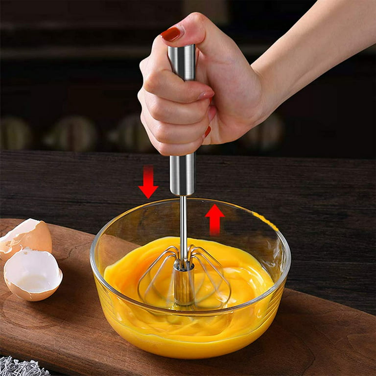 Whisks,Stainless Steel Semi-automatic Egg Whisk,Milk & Egg Beater,Whisk  Kitchen Tool For Blending,Beating,and Stirring,2 Packs