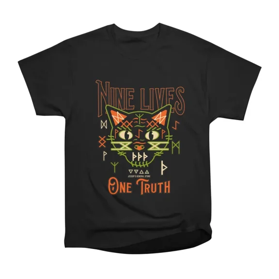 Nine Lives One Truth Mystical Cat Design T-Shirt Tee Gift For Him Merch For Her Apparel Fo