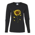 thumbnail image 2 of You Are My Sunshine Skull And Sunflower Inspirational/Christian Womens Graphic Long Sleeve T-Shirt, Black, Small, 2 of 3