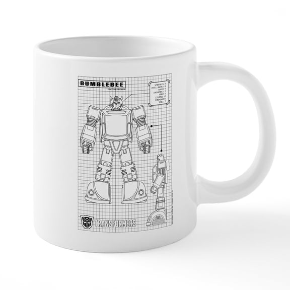 CafePress - Bumblebee Blueprint Mugs - 20 Oz White Ceramic Mega Mug