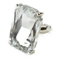 thumbnail image 3 of Women's Geometric Stone Fashion Stretch Ring, Large Gemstone, Clear/Silver-Tone, 3 of 3