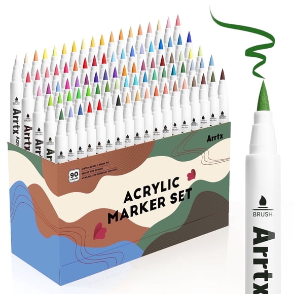 Arrtx Marcadores acrílicos con pinceles 90 colores surtidos