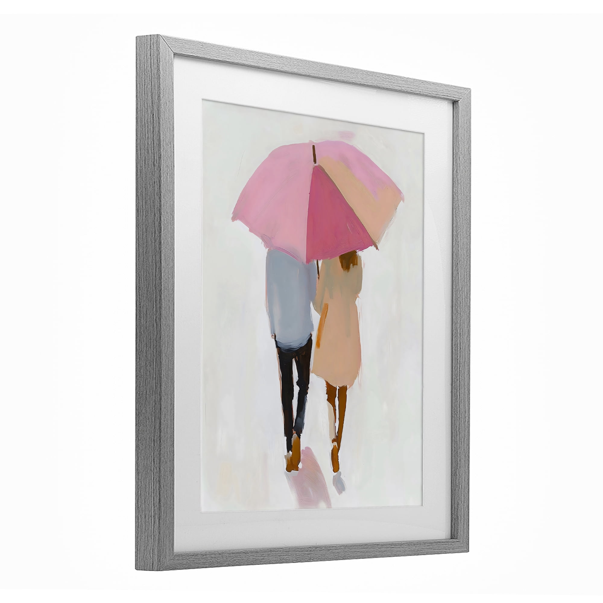 Stupell Industries Couple Stroll Under Umbrella Gray Framed Print Under Glass, design by The Prints Vibe