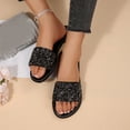 thumbnail image 6 of Eltusu Women Flat Slide Sandals, No Slip Open Toe Party PU Summer Shoes Black Size 7, 6 of 9
