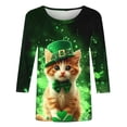 thumbnail image 4 of St. Patrick's Day Sweatshirt for Women Cute Cat Wearing Green Bowtie and Hat Graphic Crewneck Long Sleeve Loose Fit Soft Festive Holiday Party Top, 4 of 5