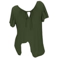thumbnail image 3 of safuny Savings Womens Tops Solid Color Ruffle Shirt Comfy Casual Plus Size Clothes Pullover Dressy Loose Short Sleeve V-Neck Green M, 3 of 7