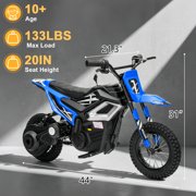 UBesGoo Electric Dirt Bike, 24V 250W Ride on Toys for Big Kids with Music & Bluetooth, 14 mph Twist-Grip Throttle & Hand-Operated Rear Brake, Blue