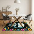 thumbnail image 3 of ODIKA 5'x7' Washable Area Rug Non-Slip, Chair-Friendly Turquoise Yellow Goth Skull Boho Halloween Spooky Pastel Cartoon Whimsical Vintage for Dining Room, Under Table, Home Office, 3 of 7