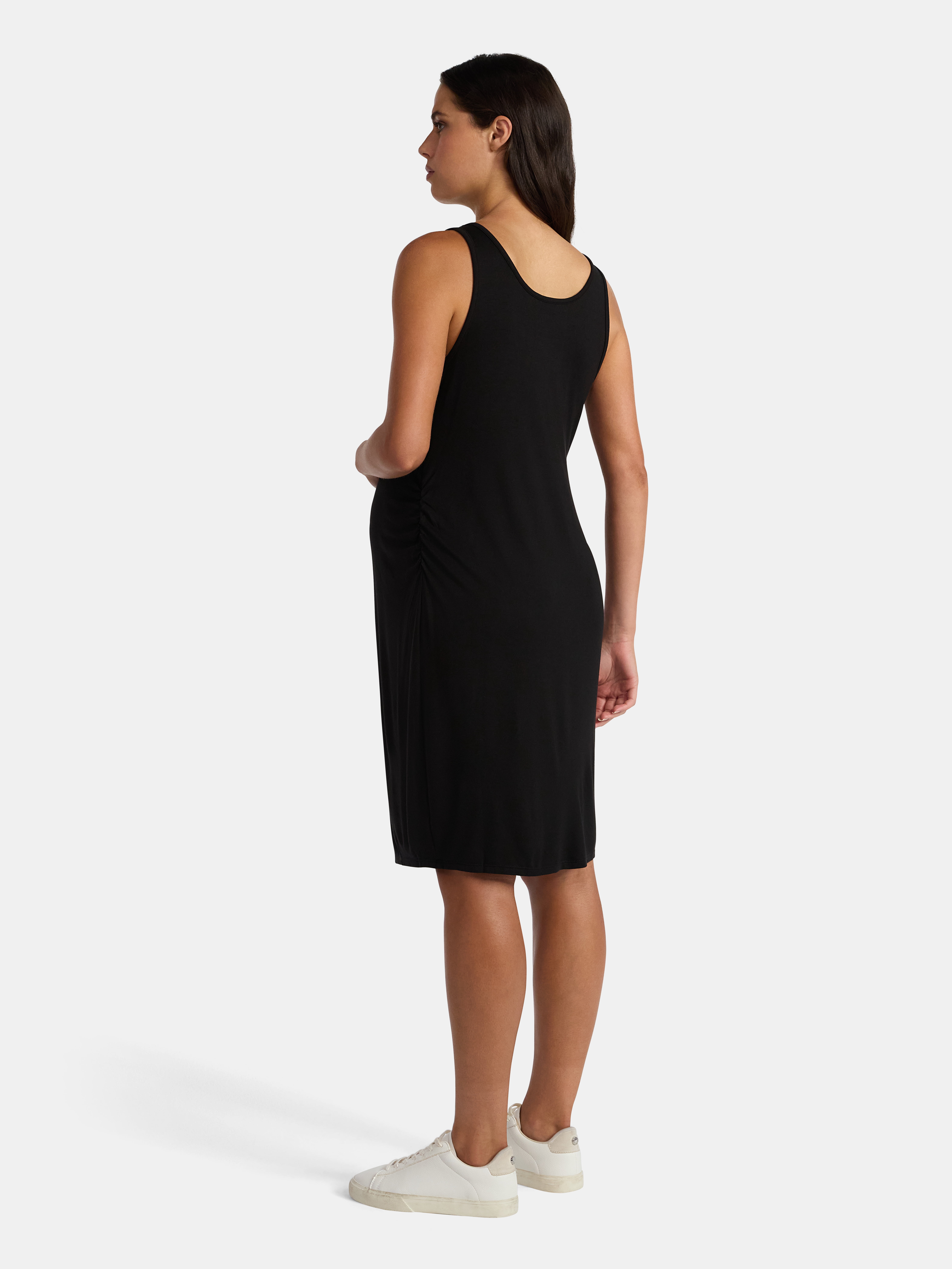 Time and Tru Women's Maternity Sleeveless Shirred Tank Dress, Size S-XXL