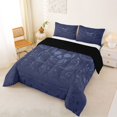 thumbnail image 2 of Castle Fairy Vintage Skull King Size Comforter Sets 3pcs,Gothic Scroll Vine Comforters King Size,Navy Blues,1 Comforter and 2 Pillowcases,Black Reversible, 2 of 6