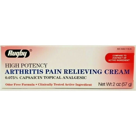 Rugby Arthritis Pain Relieving Cream High Potency, Odor Free, 2 oz, 6-Pack