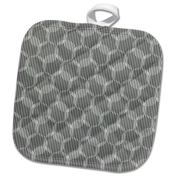 3dRose, Contemporary Gray Striped Overlapping Circles Pattern, 8x8 Potholder