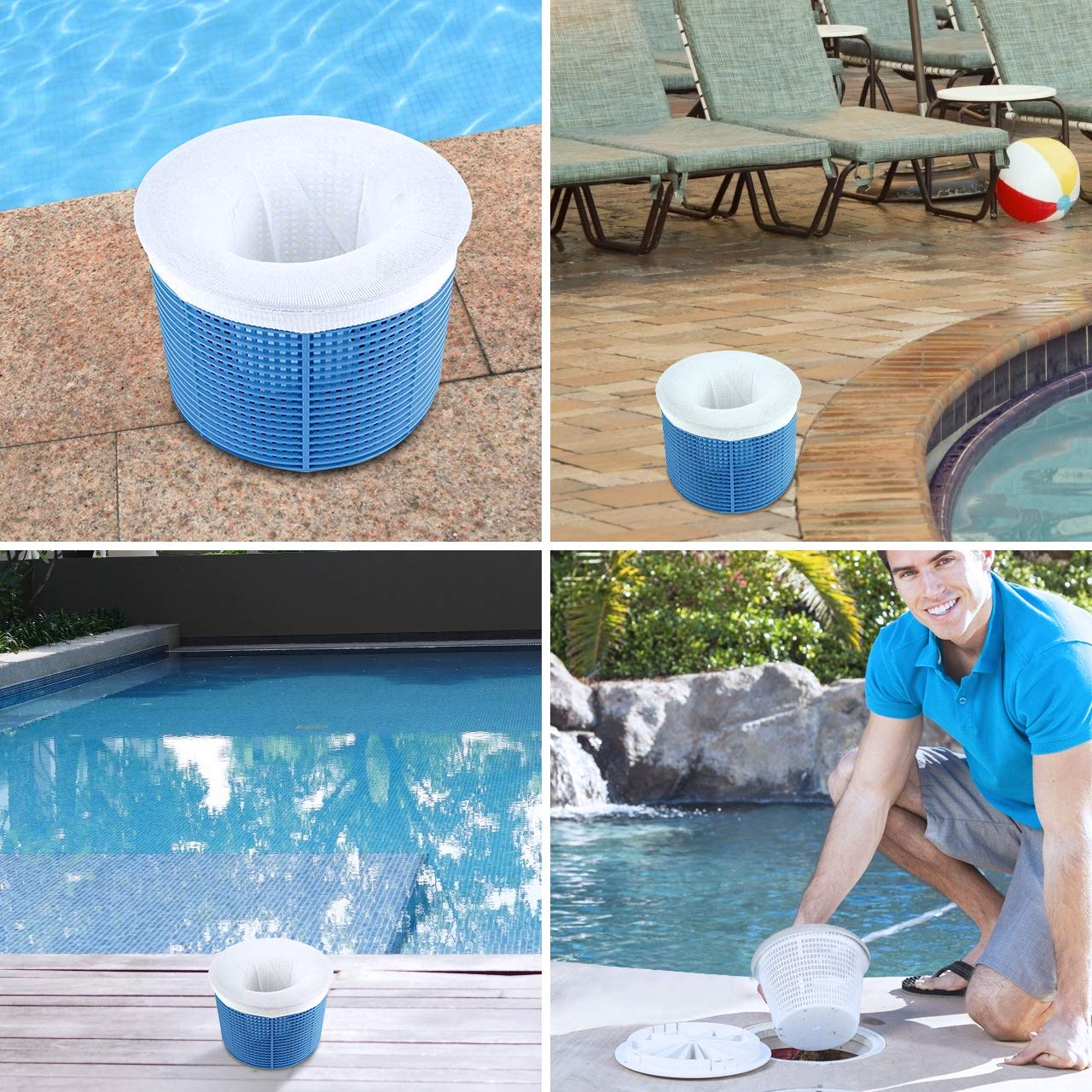 Hangarone 5PCS Pool Skimmer Socks Filters Baskets Skimmers Cleans Debris And Leaves For In-ground Above Ground Pools,20x10CM No Basket