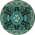 thumbnail image 1 of Ahgly Company Machine Washable Indoor Round Medallion Turquoise Blue Traditional Area Rugs, 6' Round, 1 of 4