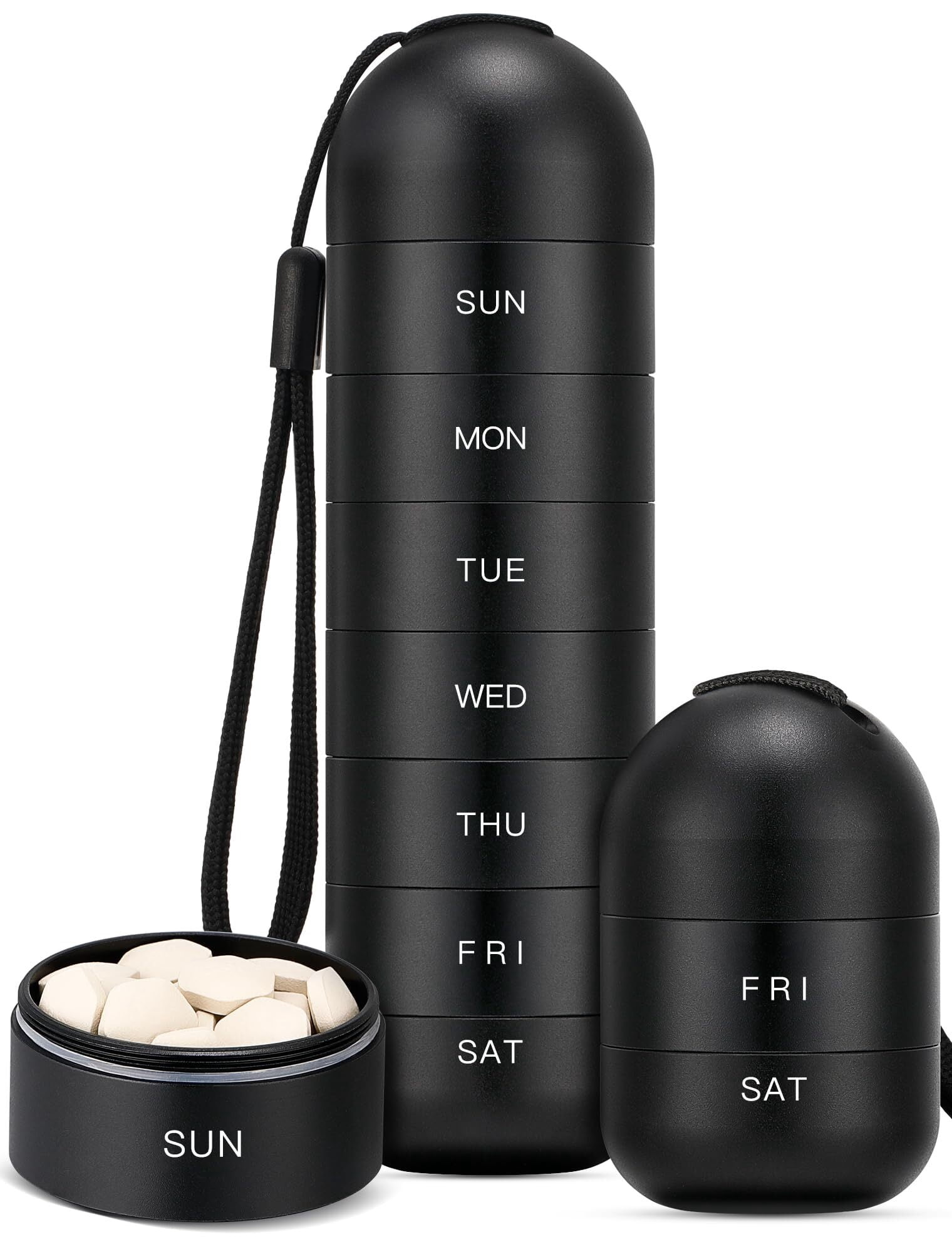 WANGQI Metal Travel Pill Organizer, Waterproof Weekly Pill Box, Portable  Pill Case Container, BPA Free 7 Day Daily Medicine Organizer