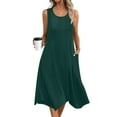 thumbnail image 2 of UVEASISHA Sleeveless Dresses for Women Handkerchief Hem Midi Tank Dress Flowy Casual Beach Sundress with Pockets Green XL, 2 of 5
