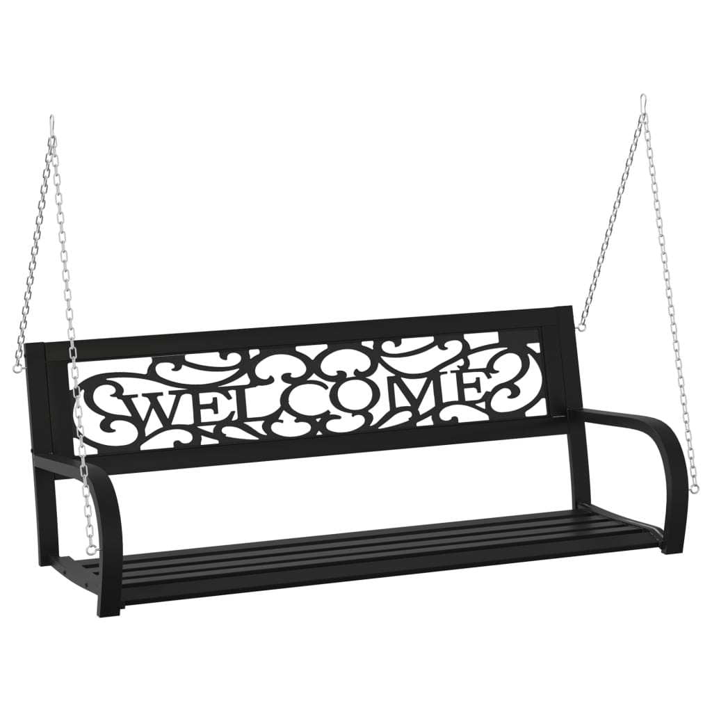 GIFFIH Patio Swing Bench 49.2" Steel and Plastic Black