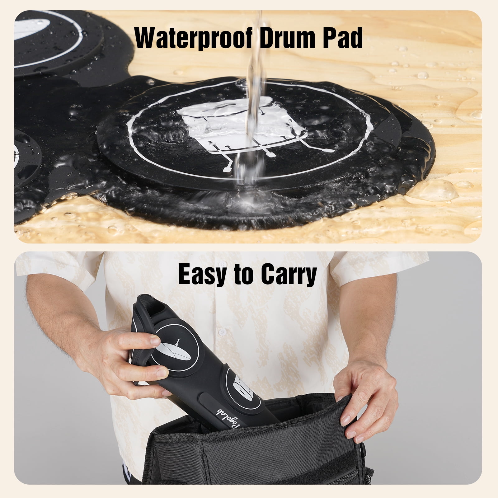 POGOLAB Electronic Drum Set, 7 Pads Roll Up Electric Drum Pad with Wireless Function, Portable Rechargeable Midi Drum Kit with Built-in Speaker/Pedals/Headphone Jack, Great Holiday Gift for Beginner