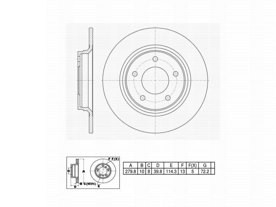 Winstop Brake Rotor, Rear WS229223, Mazda 626 2002-1998
