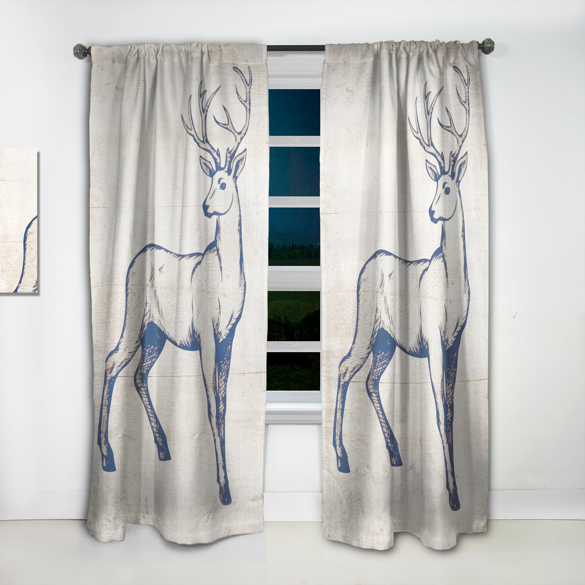 Designart 'Beautiful and Wild Deer X' Farmhouse Curtain Panel