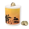 thumbnail image 3 of Jazz Music Piggy Bank, Silhouette of Jazz Quartet Performing on Stage Acoustic Passion Old Style Art, Ceramic Coin Bank Money Box for Cash Saving, 3.6" X 3.2", Mustard Black, by Ambesonne, 3 of 4