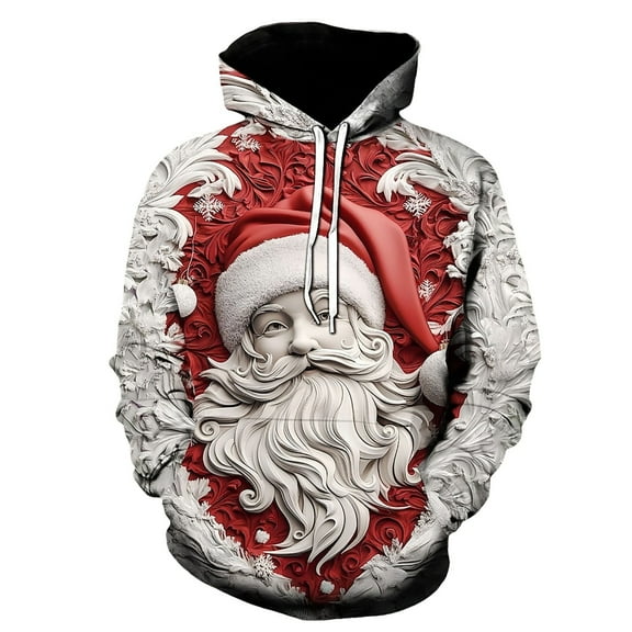 CONZONE Christmas Men's Hoodies Xmas Santa Claus Hoodie for Men Graphic Long Sleeve Pullover Hooded Sweatshirt Soft Fall Winter Sweatshirts With Pocket
