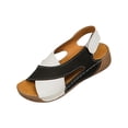 thumbnail image 2 of Sandals for Women Fashionable Casual Comfortable Plus Size Solid Color Round Toe Open Toe Wedge Heel Sandals 39(7), 2 of 8