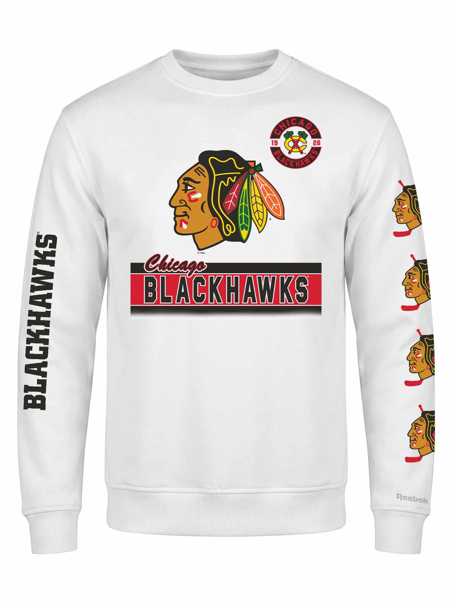 Chicago Blackhawks Reebok Mens White Crew Sweatshirt