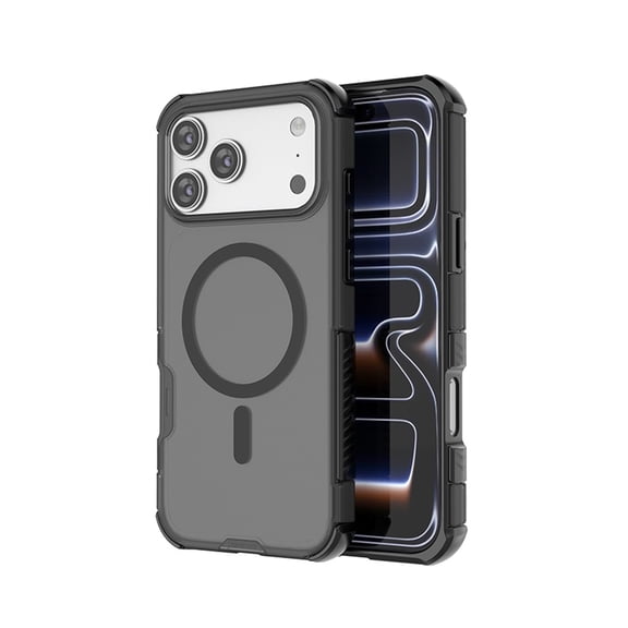 Translucent Magnetic Case for iPhone 17 Pro Max, Compatible with MagSafe, Slim Shockproof Protective Cover, Anti-Slip Grip, Anti-Scratch Lightweight Matte Phone Case for Women Men, Black