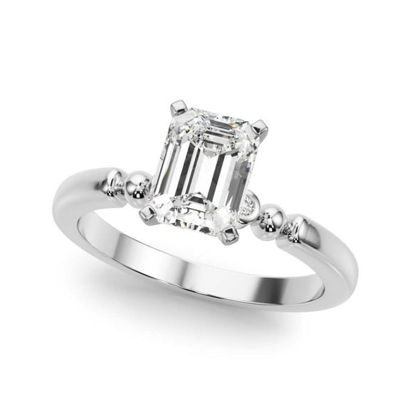 Empire Jewelry 2.1 Ct Emerald Cut Moissanite Ring for Women - Isaline Bezel Set 14K White Gold Plated Ring - Chic Wedding Ring for Her - Ideal for Engagement and Special Occasions
