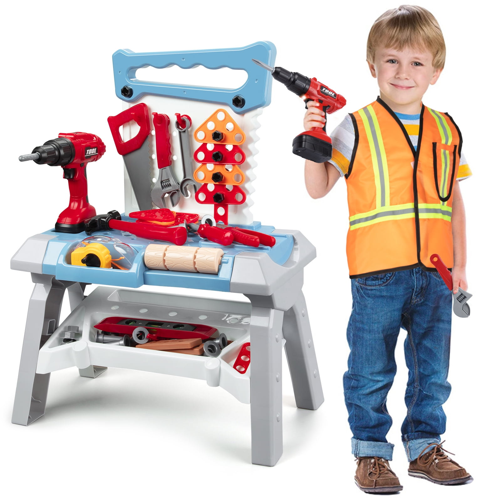 Juiluna Kids Tool Bench 91PCS - Toddler Tool Bench with Electric Drill ...